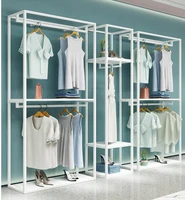 clothing store display rack simple white shelf womens clothing store double hangers store display clothes shelves