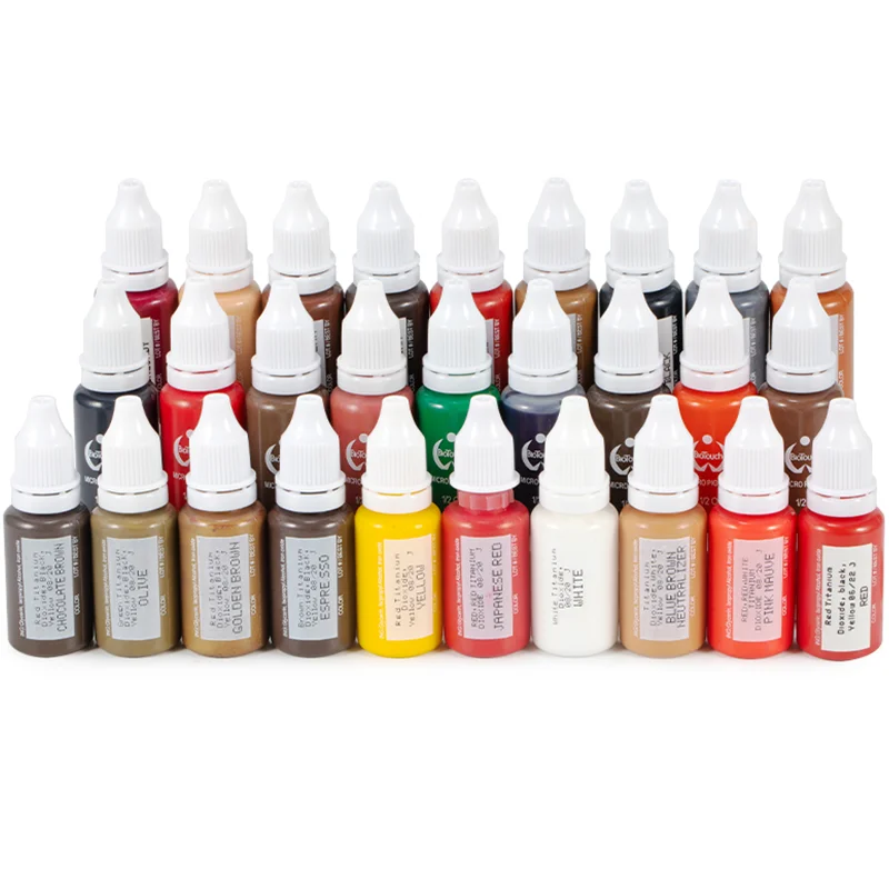 

24 Colors Tattoo Ink Set Permanent Makeup Eyebrow Ink Lips Eye Line Tattoo Color Microblading Pigment for Body Beauty Tattoo Art