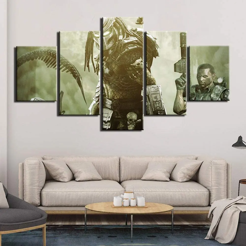 

No Framed 5 Pieces Alien vs Predator v2 Movie Modular HD Wall Art Canvas Posters Pictures Paintings Home Decor Room Decorayions