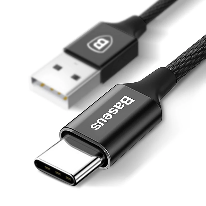 Baseus usb type C кабель 3A Быстрая зарядка зарядное устройство type-c USB-C кабель для samsung S10 S9 Xiaomi Mi 9 8 Oneplus 6t 6 5t USB C провод - Цвет: Black