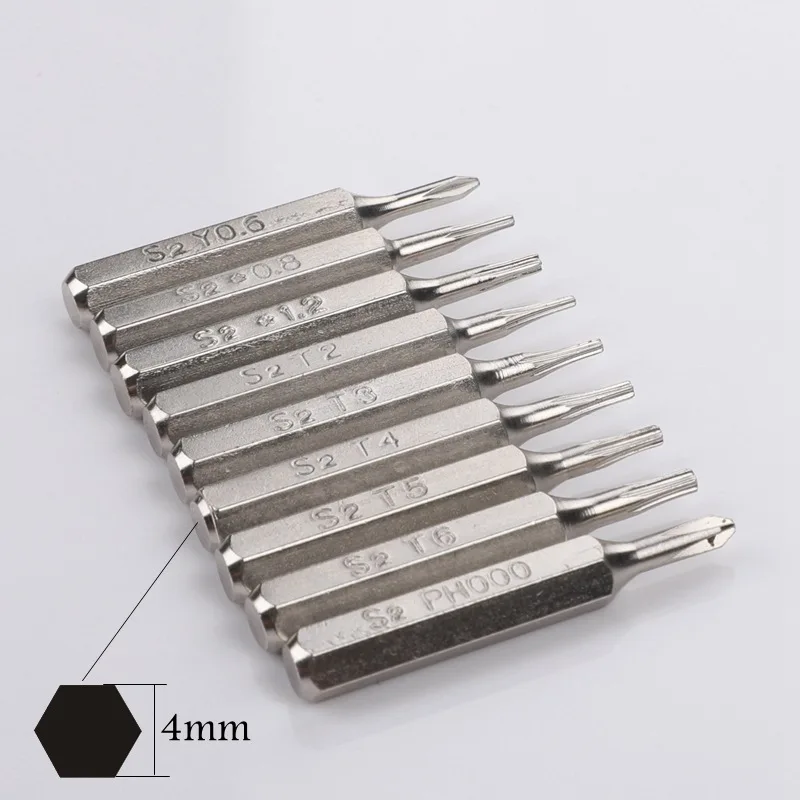 9pcs 4mm Shank Precision Screwdriver Bit Set Mini Torx Phillips Y-type 5-Point PH000 T3 T4 T5 Bits For Watch Glass Laptop | Инструменты
