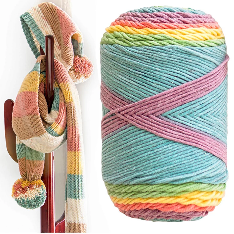 100 г 193 м Радужная сегментная окрашенная пряжа 5 нитей шерстяная сделай сам Ручная