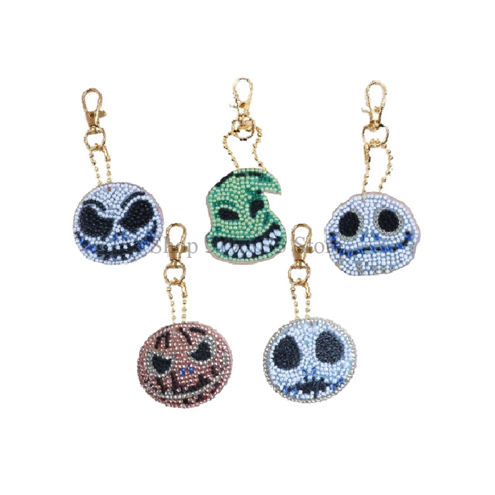 

5pcs DIY Halloween Diamond Painting Keychain Pendant Full Drill Special Shaped Diamond Embroidery Halloween Gift