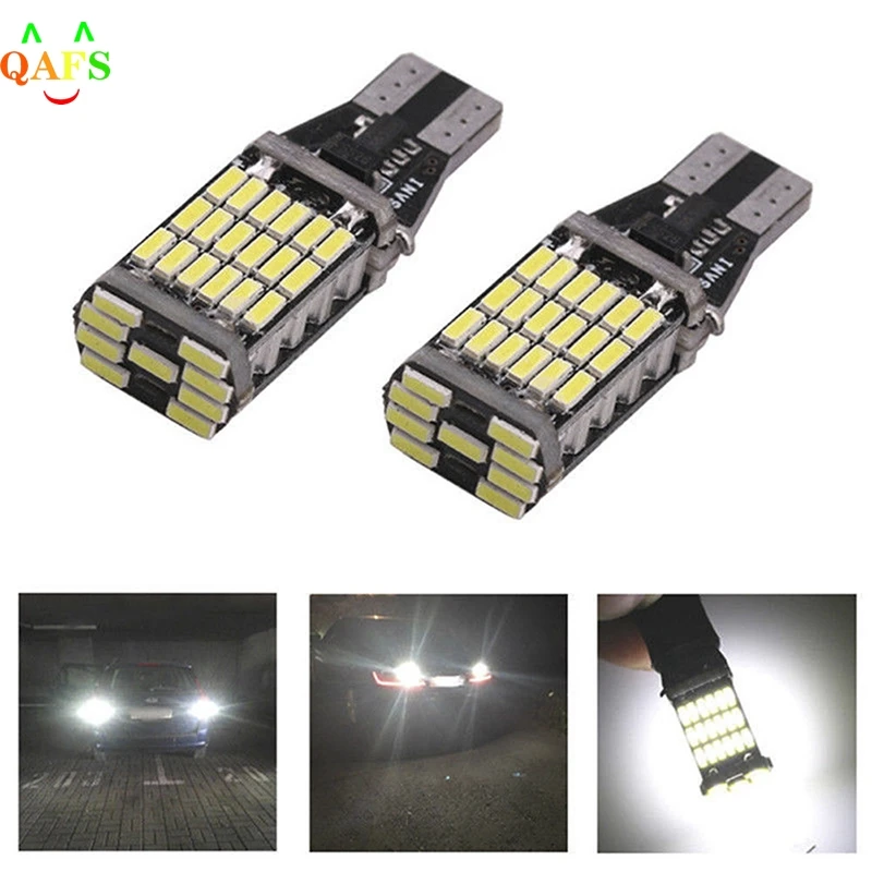 

2Pcs T15 W16W 45 SMD 4014 Error Free LED Car Reverse Back 6000K White Light Bulbs