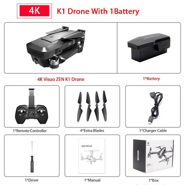4K 1B Box K1 RC Drone GPS with 4K HD Camera Gesture Control 5G Wifi FPV Brushless Flight Time 28mins Foldable Quadcopter Toy For Kids - Цвет: 4K 1B Box