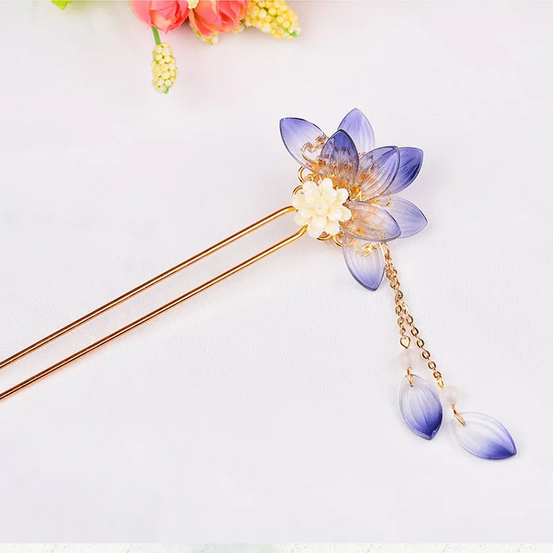 Китайский винтажный цветок Кисточки Шпилька Свадебные аксессуары для волос