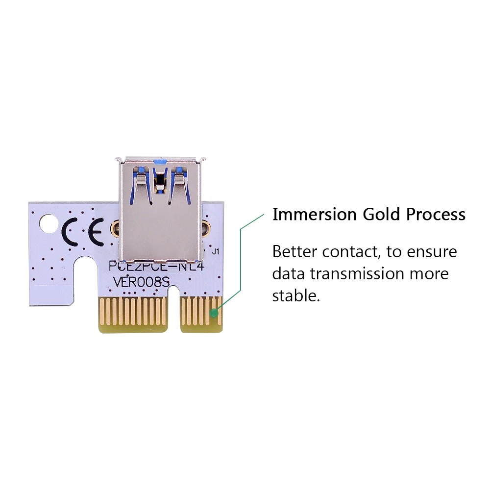 CHIPAL 10 шт. синий VER008S 30 см 60 1 м PCI-E 1X до 16X Райзер-карта 008 PCIE с 4pin 6pin SATA Power для