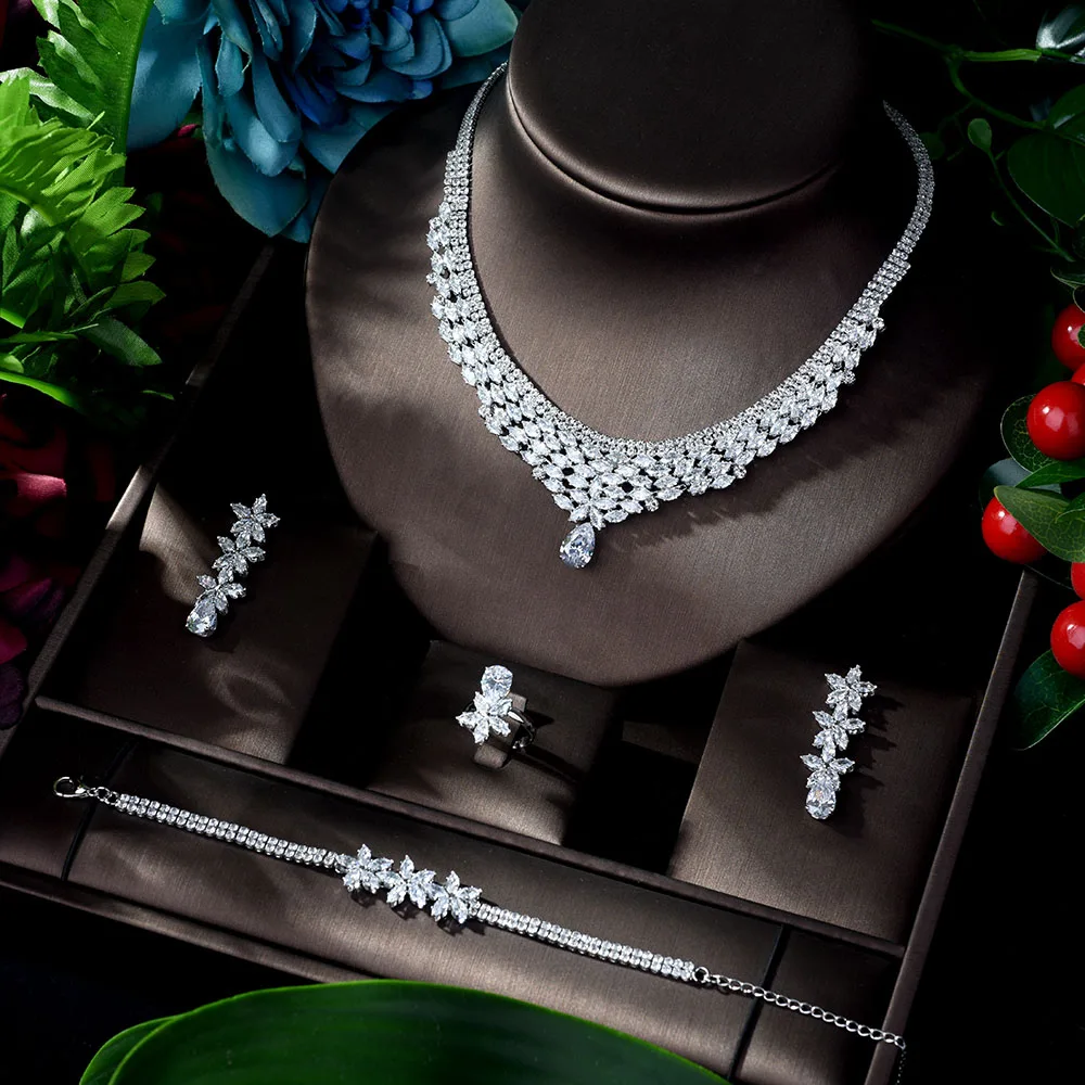 HIBRIDE хит продаж африканские 4 шт. наборы свадебных ювелирных изделий новая мода