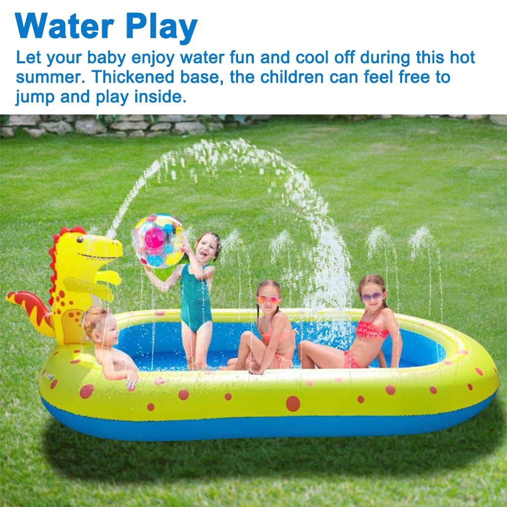 

Cartoon Backyard Wading Splash Mat Portable Foldable Cute Dinosaur PVC For Kids Outdoor Play Summer Inflatable Sprinkler Pool