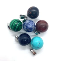 natural stone pendant spherical lapis lazuli opal exquisite diy pendant necklace earrings making handmade accessories 3 pieces