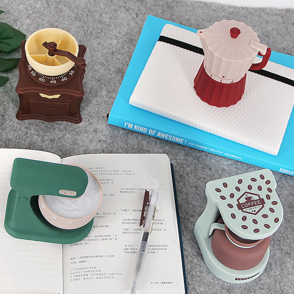 

1pc Moka Pot Design Timekeeper Creative Mechanical Timer Clockwork Timer Versatile Time Manager for Study Work Baking (Brown)