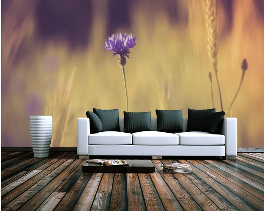 3d обои на заказ винтажные фотообои с цветущими цветами Васильков для гостей