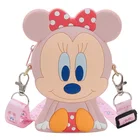 Disney Микки и Минни Маус 3D силиконовые детские мини сумка через плечо с мультипликационным принтом Детские портмоне девушки сумка Мобильный телефон сумка