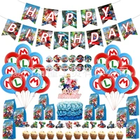 super mario racing theme childrens birthday party decoration set letter flag pulling cake flag inserting gift bag balloon