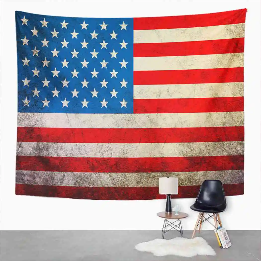 

White Ruffle Tapestry Vintage American Flag Tapestry For Room Decor Wall Hanging Art Tapestry Picnic Mat Beach Towel Bed Cover
