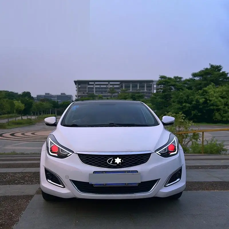 Drl Automovil автозапчасти Cob Стайлинг светодиодные дневные ходовые боковые поворотники фары автомобильные фары в сборе для hyundai Elantra