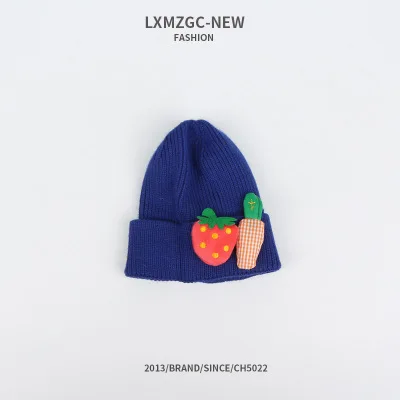 Navy Blue CoolCheer/Новые шапки, шапка s, Детская шерстяная шапка с морковкой, карамельный цвет, осенне-зимний теплый непродуваемый вязаный головной убор - Цвет: Navy Blue