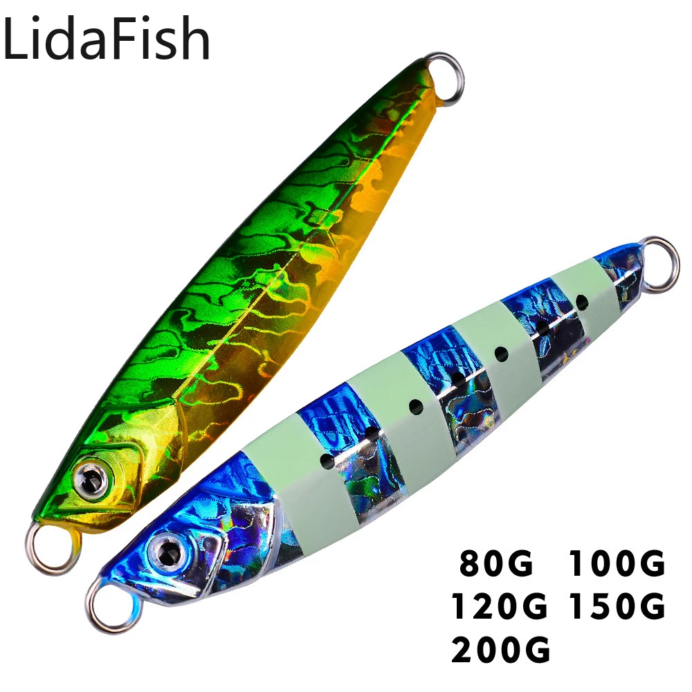 

Lidafish Metal Jig Fishing Bait 80G-120G Luminous Slow Jig Lead Fish Fishing Lure Artificial Hard Bait Deep Sea Fishing