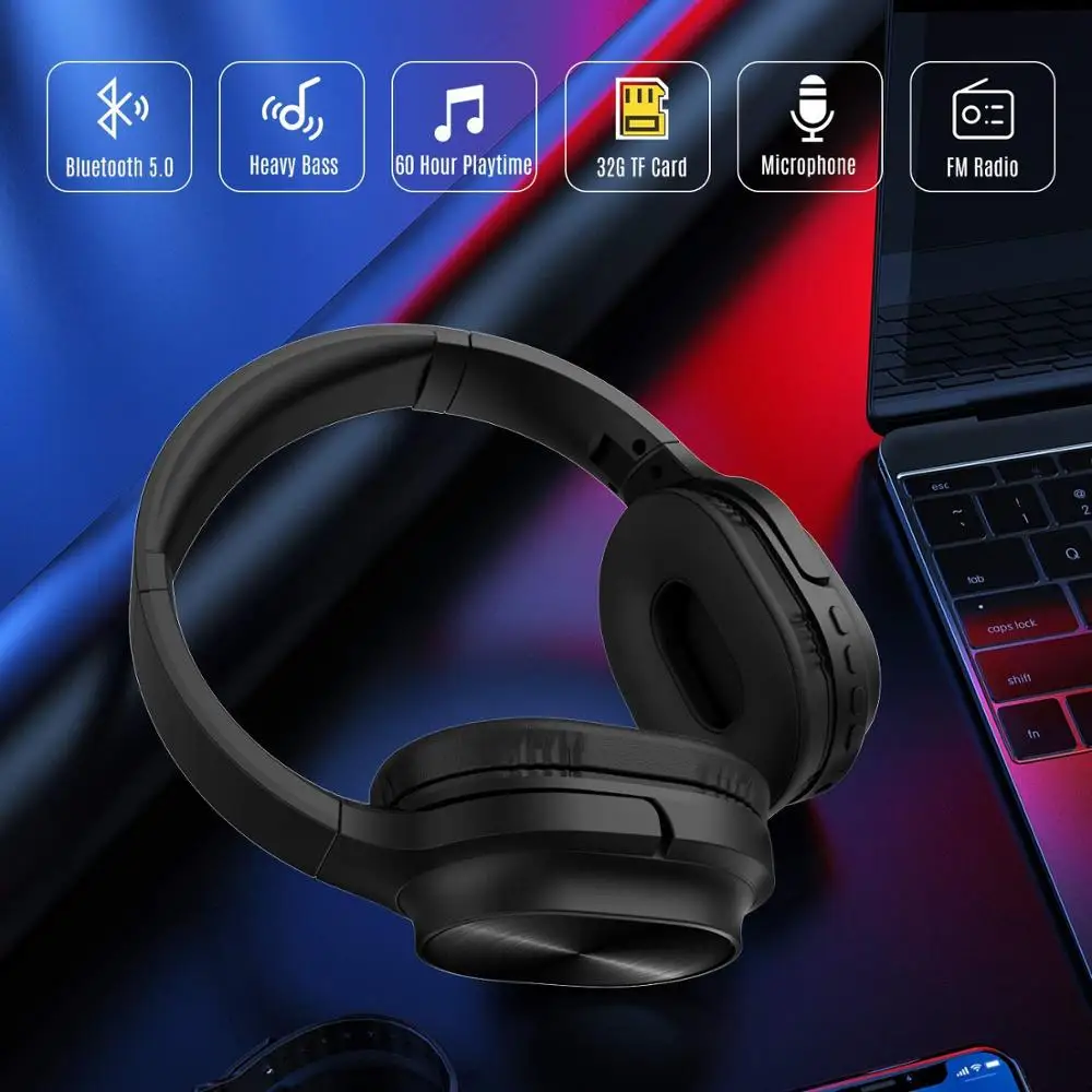 Bluetooth стереонаушники Fanshu складные с микрофоном и поддержкой FM радио 3 5