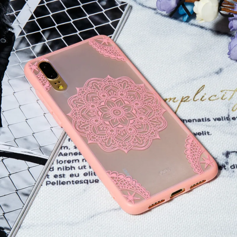 Soft TPU Case Huawei P20 Lite Cases For Coque Pro 3D Relief Lace flower Silicone hard pc Back Cover | Мобильные телефоны и