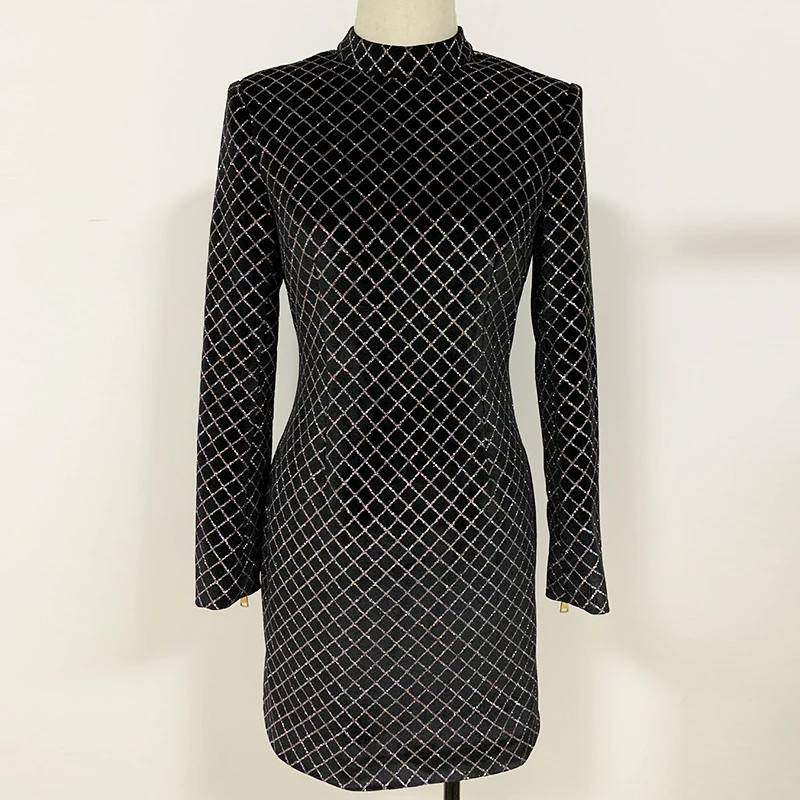 

2021 New Women black round neck long sleeve Vestidos Celebrity evening party bandage dress wholesale