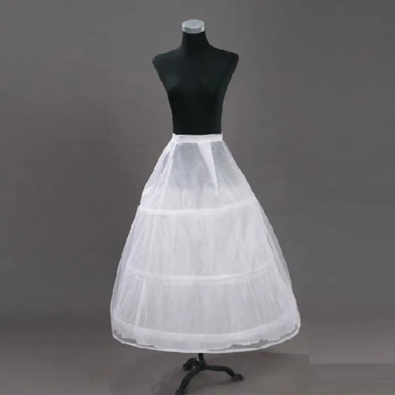

2021 New Womens 2 Layers Mesh 3 Hoops White Wedding Gridal Gown Dress Petticoat Elastic Waistband Drawstring A-Line Underskirt