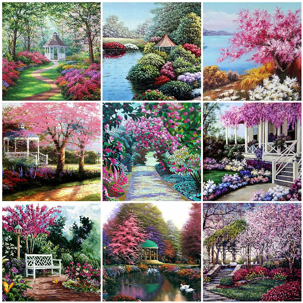 

MomoArt 5D DIY Алмазная вышивка садовый ручной работы-карта Подарочная Бриллиантовая живопись цветок Ландшафтная мозаика с бриллиантами полный ...