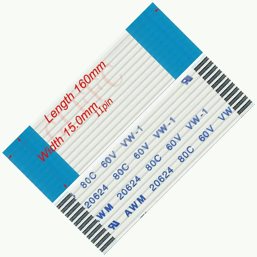 

11pin 1,25 шаг 160 мм-4000 мм A-Тип Гибкий плоский кабель FFC awm 20624 ROHS для TTL LCD DVD Компьютера