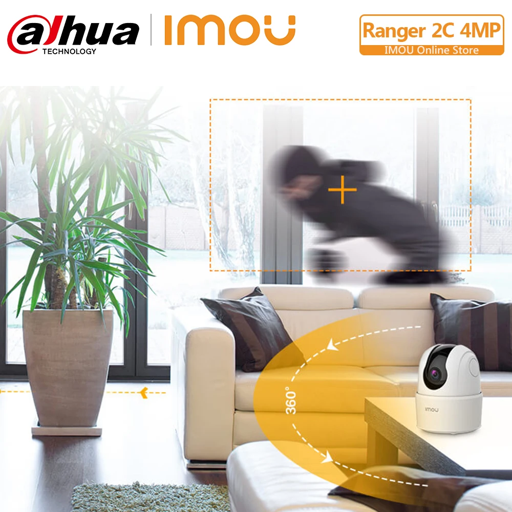 dahua 4mp wi fi camera 360° coverage built in siren smart tracking privacy mode abnormal sound alarm two way audio support onvif free global ship