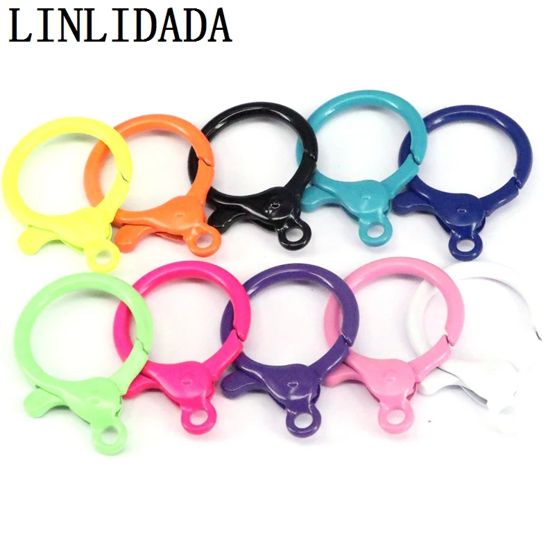 10 шт. разноцветная эмалированная круглая Пружинная Застежка-карабин, легко открывающиеся Пружинные ворота, эмалированная застежка, большой эмалированный карабин, 28x40 мм