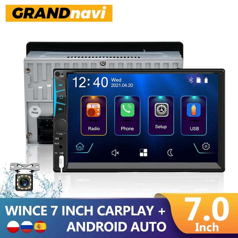 GRANDnavi For Apple Carplay Radio 2din Touch Screen Car Mp5 Player With USB Bluetooth Mirorr link Autoradio 7” Universal Stereo