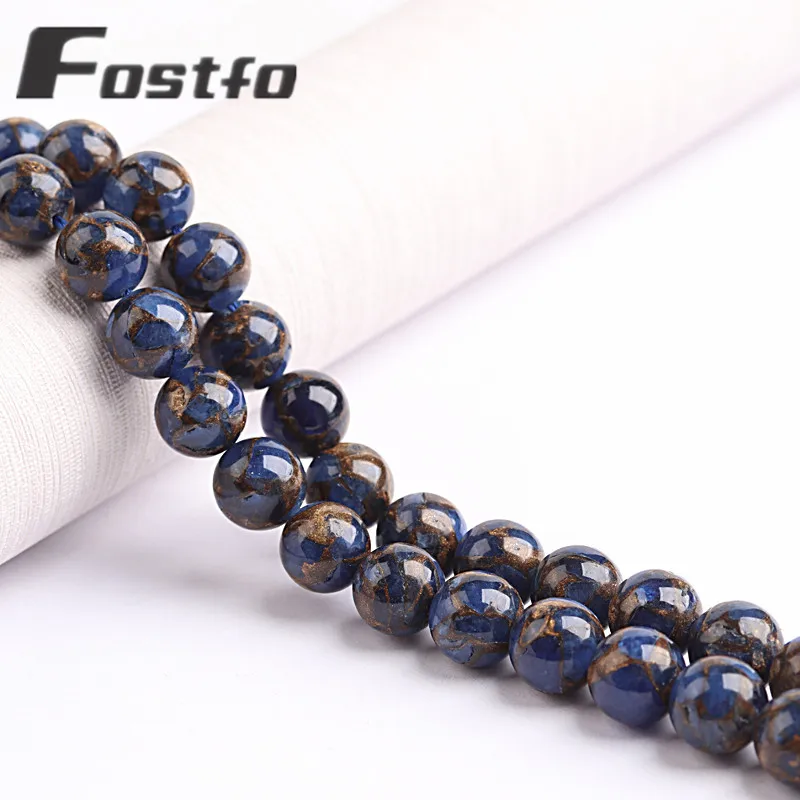 

Natural Stone Blue Colorful Beads Round Loose Spacer Beads For Jewelry Making 15'' 6/8/10mm DIY Bracelets Accessories