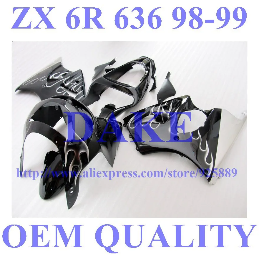 

Flame Black Fairings Kit For KAWASAKI Ninja ZX-6R 98-99 ZX 6R 1998-1999 ZX6R 98 99 ZX 6R 1998 1999 ABS Fairing Set ZY66 Best