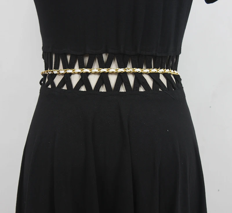 Женский модельный Кушак из искусственной кожи с металлической цепочкой женское