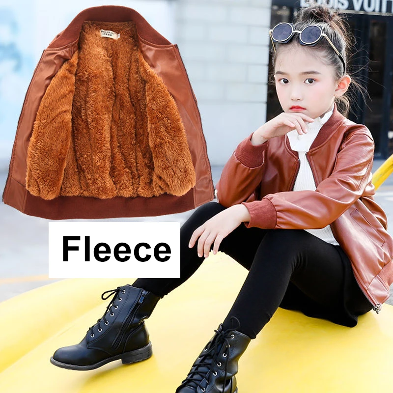 Children Teenage Girls New Bikers Leather Jacket Fall Winter Windbreaker Coat Kids Girl's Outerwear Clothes for 4 6 8 12 Year  | Детская