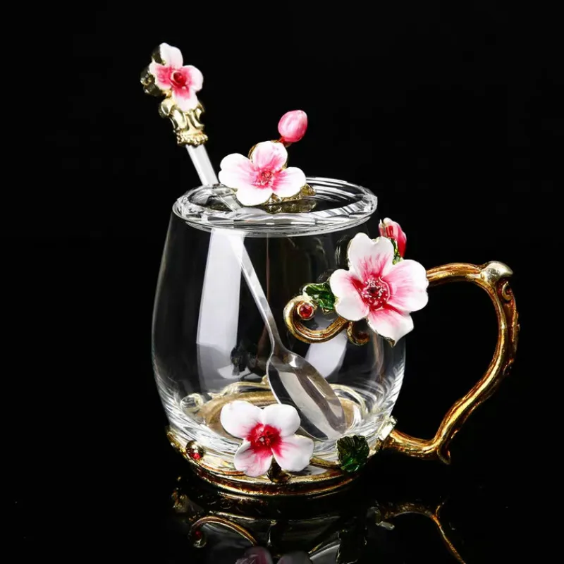 Новая красивая и новая эмалированная кофейная чашка чайные стеклянные чашки с