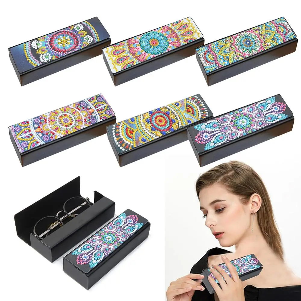 Коробка для очков DIY алмазная живопись чехол солнцезащитных портативная кожаная