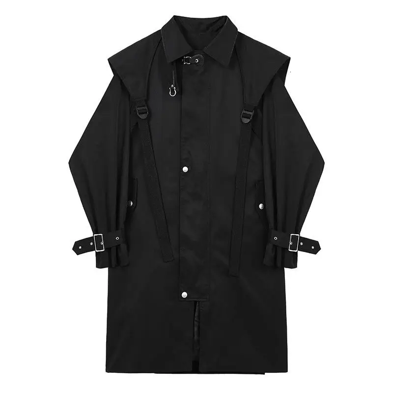 

IEFB men's windbreaker mid length Korean fashion handsome standing collar zipper oversize trench coat spring new clothing 9Y4413