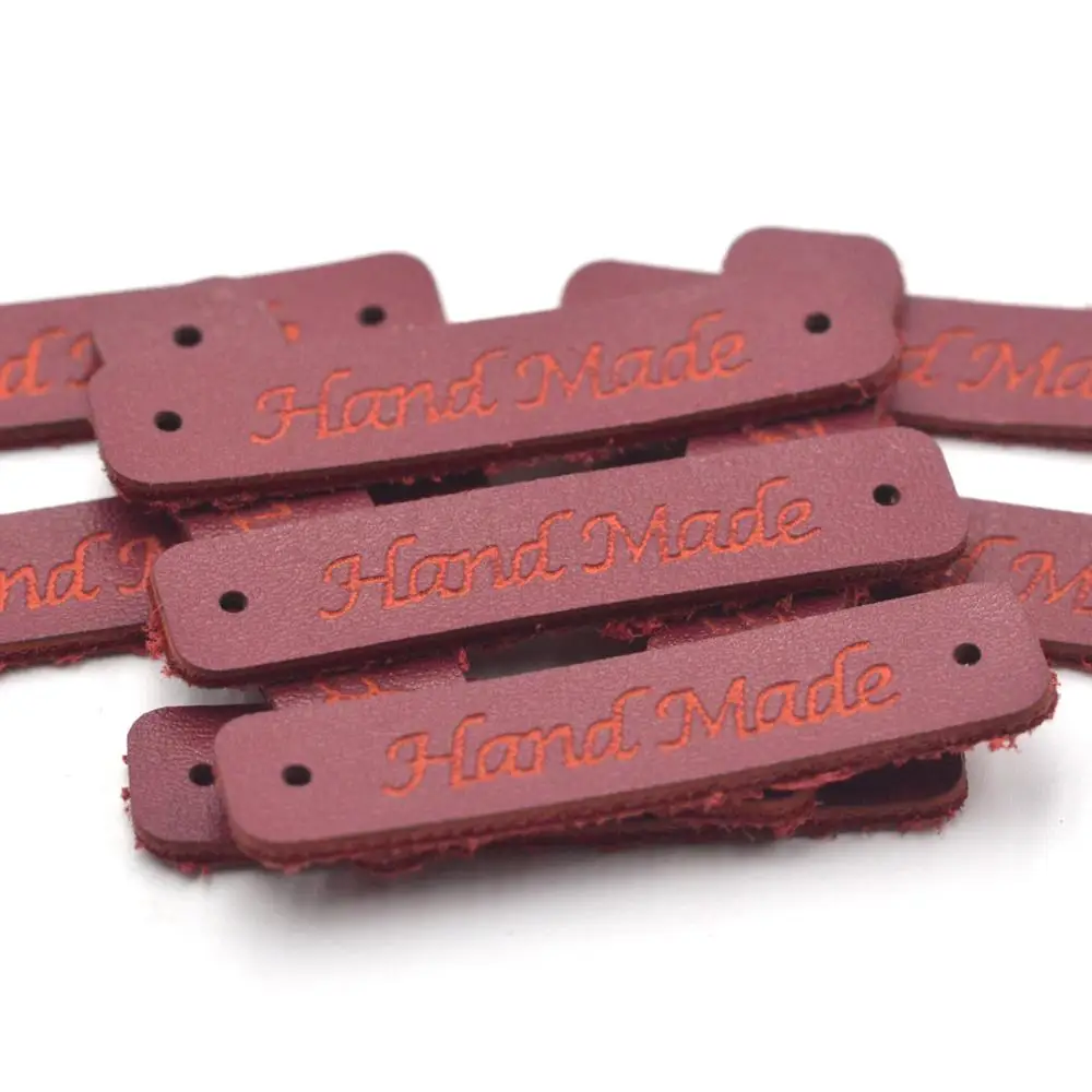 KALASO высокое качество 20 шт. красные этикетки для одежды ручной работы кожаные