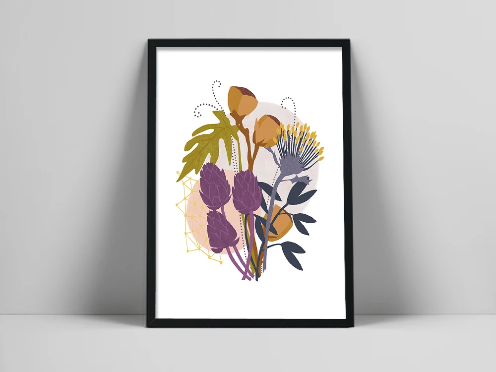 

Scandinavian Botanical Print, Mid Century Modern Nature Print, Autumn Art Print, Fall Art, Nature Art