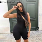 Женский комбинезон на молнии Ucuhulnl, летняя одежда, комбинезоны без рукавов, повседневный комбинезон с круглым вырезом, тонкий эластичный спортивный костюм для фитнеса