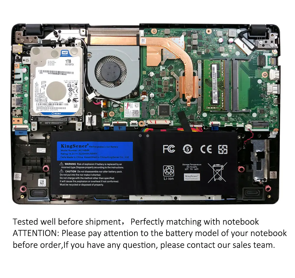 Аккумулятор KingSener AC14B8K для ноутбука Acer Nitro 5 AN515-51 Predator Helios 300 N17C1 Aspire A515-51G N17C4 A717-71G |