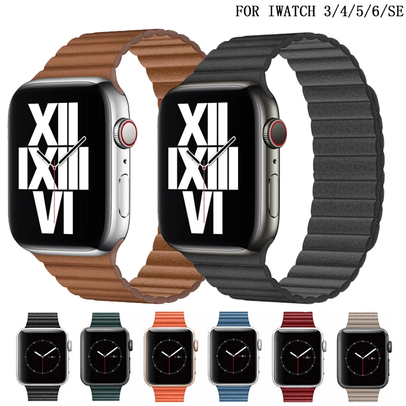 

Кожаная Петля для Apple watch band 40 мм 44 мм, ремешок для Iwatch band 42 мм 38 мм, магнитный браслет из натуральной кожи для apple watch 6 5 4 3 se