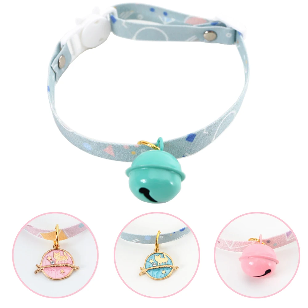 

Ошейник для кошек с колокольчиками геометрический узор Милая планета Регулируемый милый безопасный ошейник для кошек Китти домашних живот...