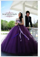 sweetheart purple wedding dresses with bling beaded top ball gown wedding dress plus size vestido noiva