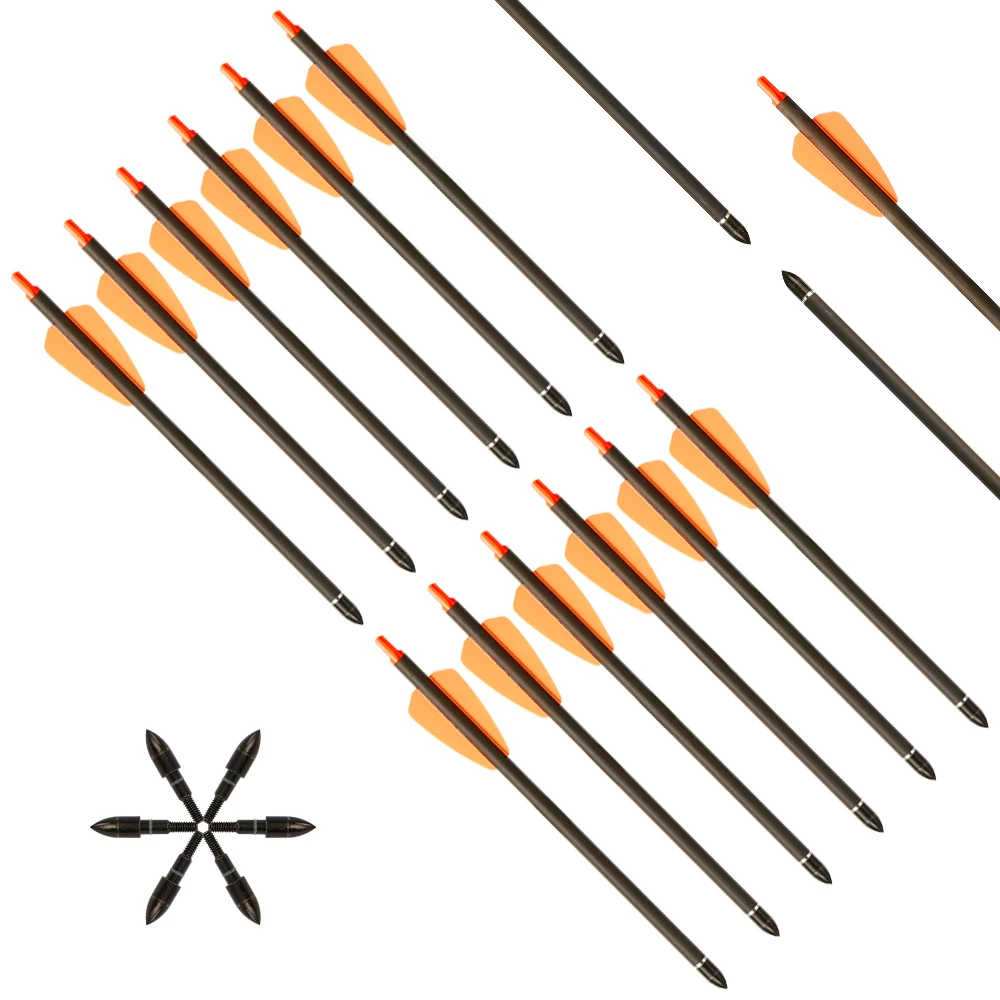Archery Carbon Arrows for Hunting Crossbow 7.5 Inch Pure Carbon Arrows for Outdoor Hunting Bow Shooting Practice