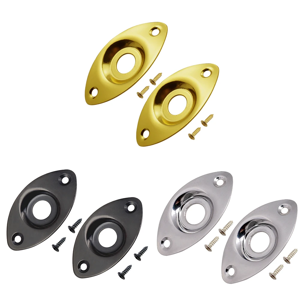 

Electric Bass Guitar Jack Output Input Socket Cover Plate with 2 Mounting Screws for Oval Style