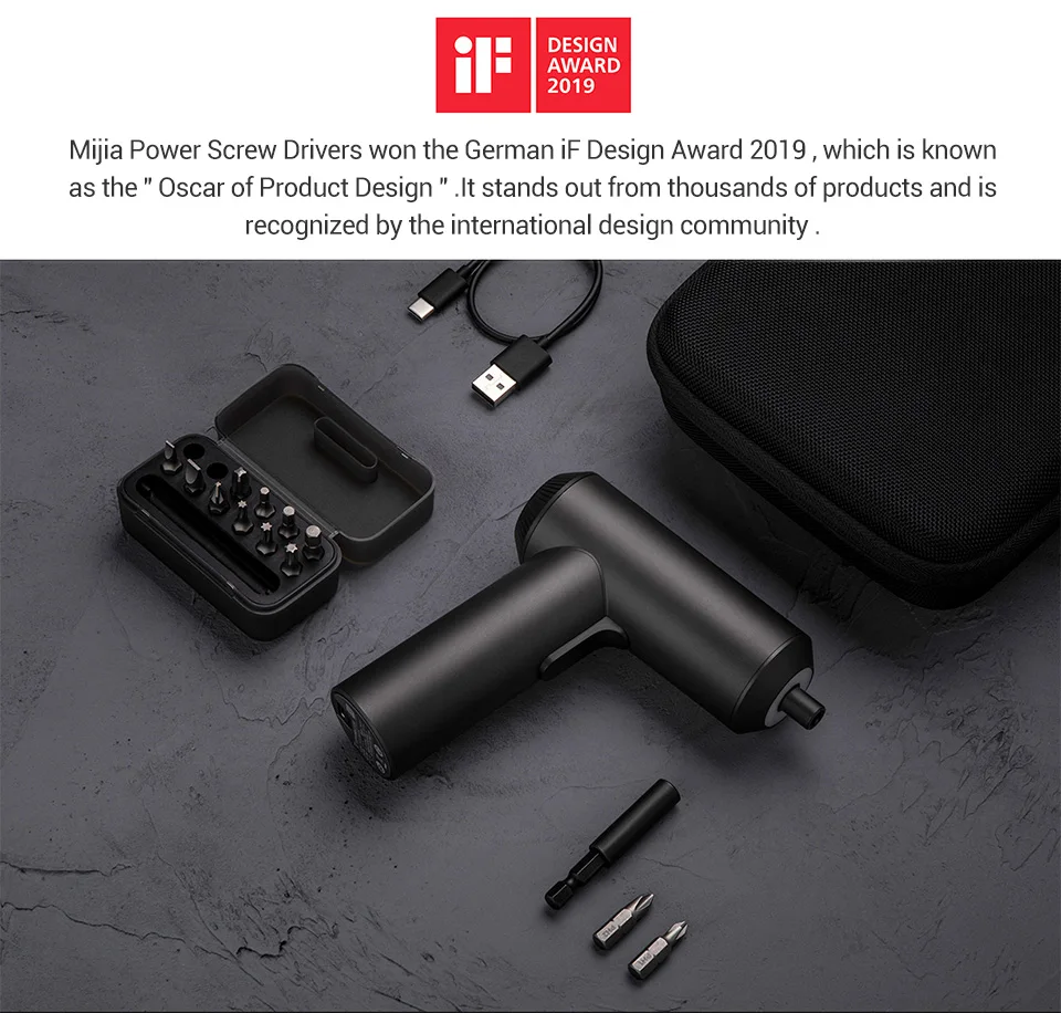 Xiaomi Mijia беспроводная электрическая отвертка перезаряжаемая 2000mAh li-ion 5N. m крутящий момент портативная отвертка с 12 шт. S2 винтовые биты