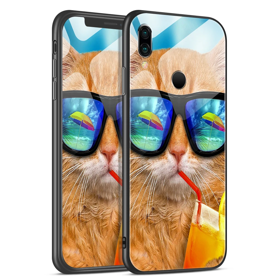 H113 Для Xiaomi Redmi Note 6 звездный узор закаленное стекло чехол для телефона Redmi Note 7 мягкий силиконовый край полная защита жесткий чехол - Цвет: H113