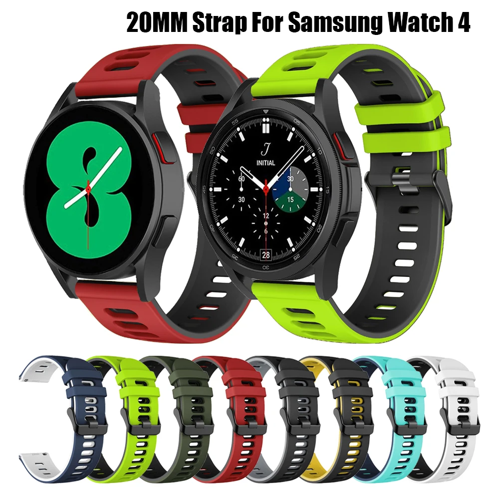 

Ремешок сменный 20 мм для смарт-часов, силиконовый браслет для Samsung Galaxy Watch 4 40 мм 44 мм/Watch 4 classic 42 мм/46 мм Active 2